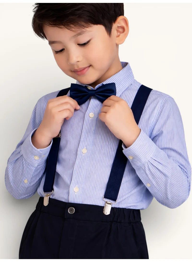 Victor And Jane  Boys 4 Pc set Formal Shirt, Navy Trousers, Suspenders & Bow Tie Set for Men | Best Price UAE